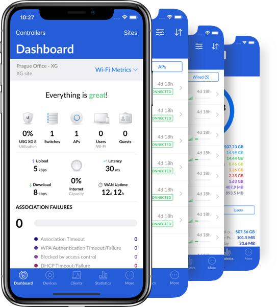 Voorbeeld van de Unifi app